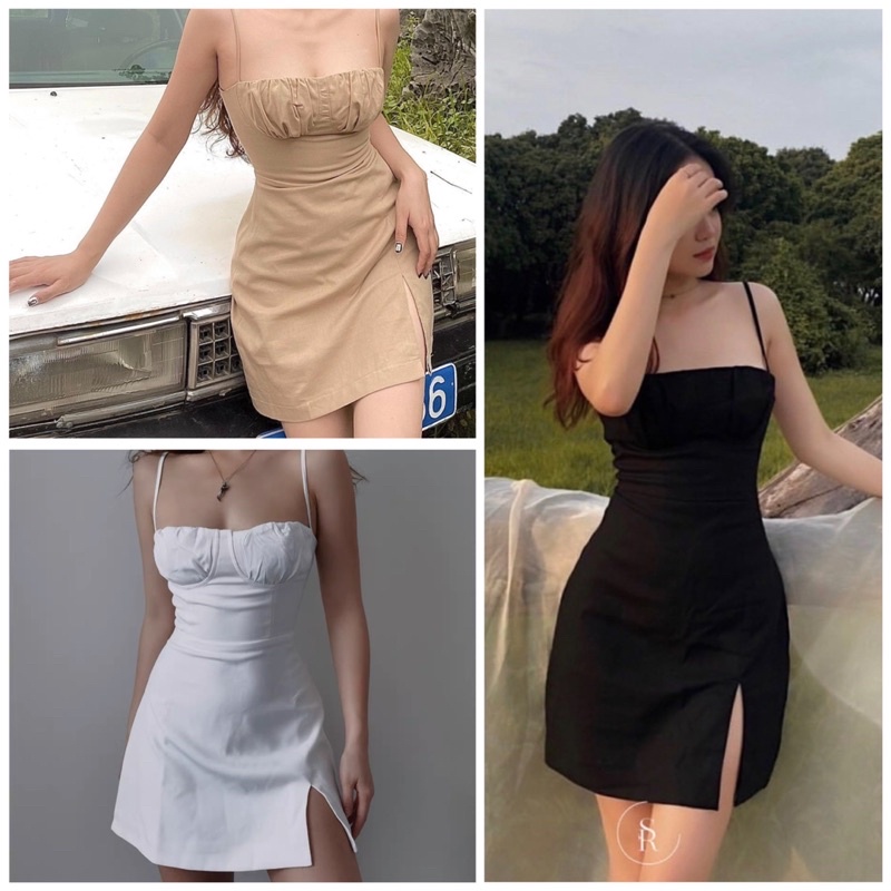 ĐẦM 2 DÂY XẾP NGỰC XẺ ĐÙI
