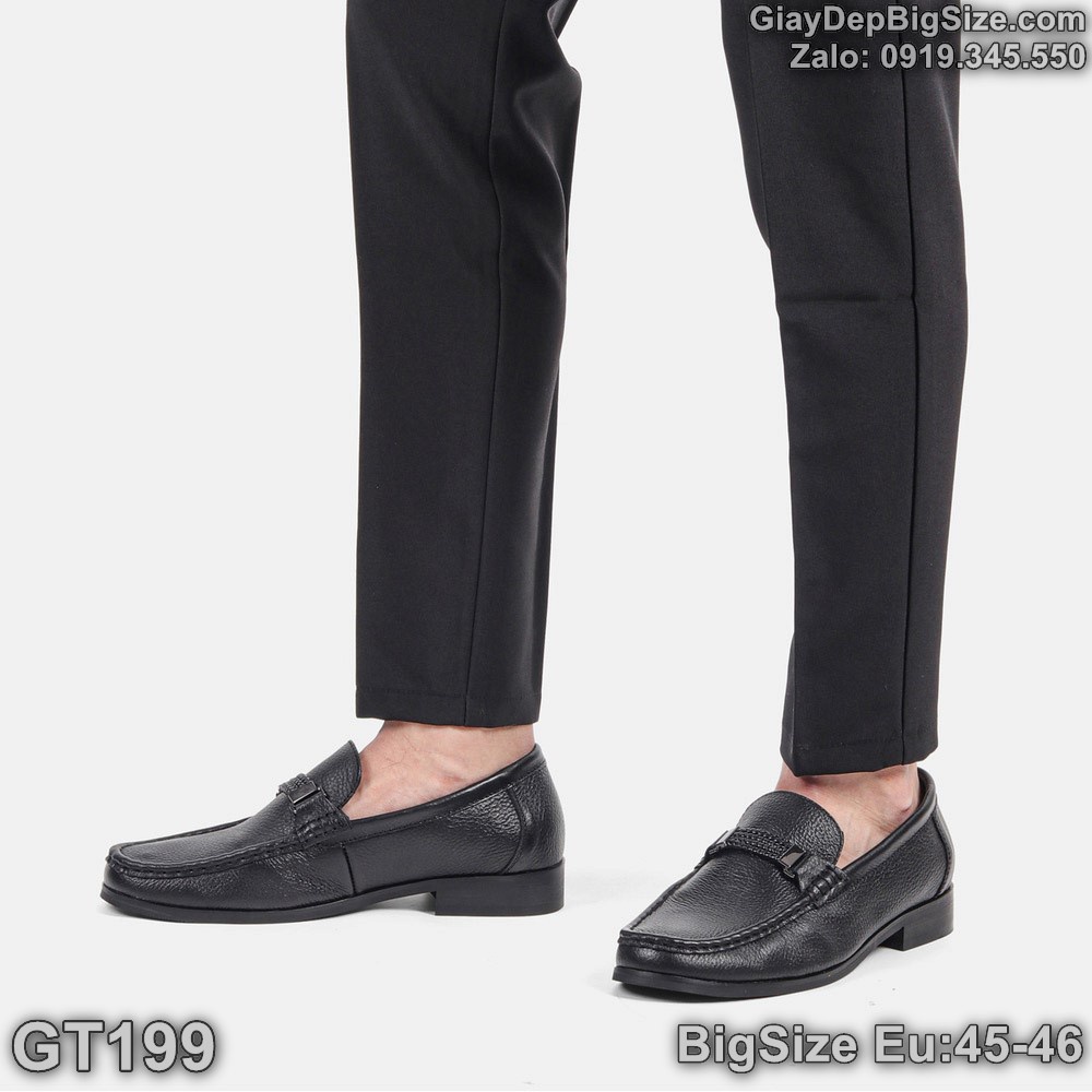 Giày tây lười công sở, giày xỏ penny loafer big size cỡ lớn Eu:45-46 cho nam cao to chân ú bè - GT199