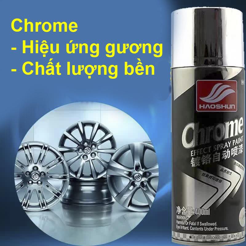 Sơn xịt mạ Chrome HaoShun inox sáng bóng xe máy, ô tô (400ml)