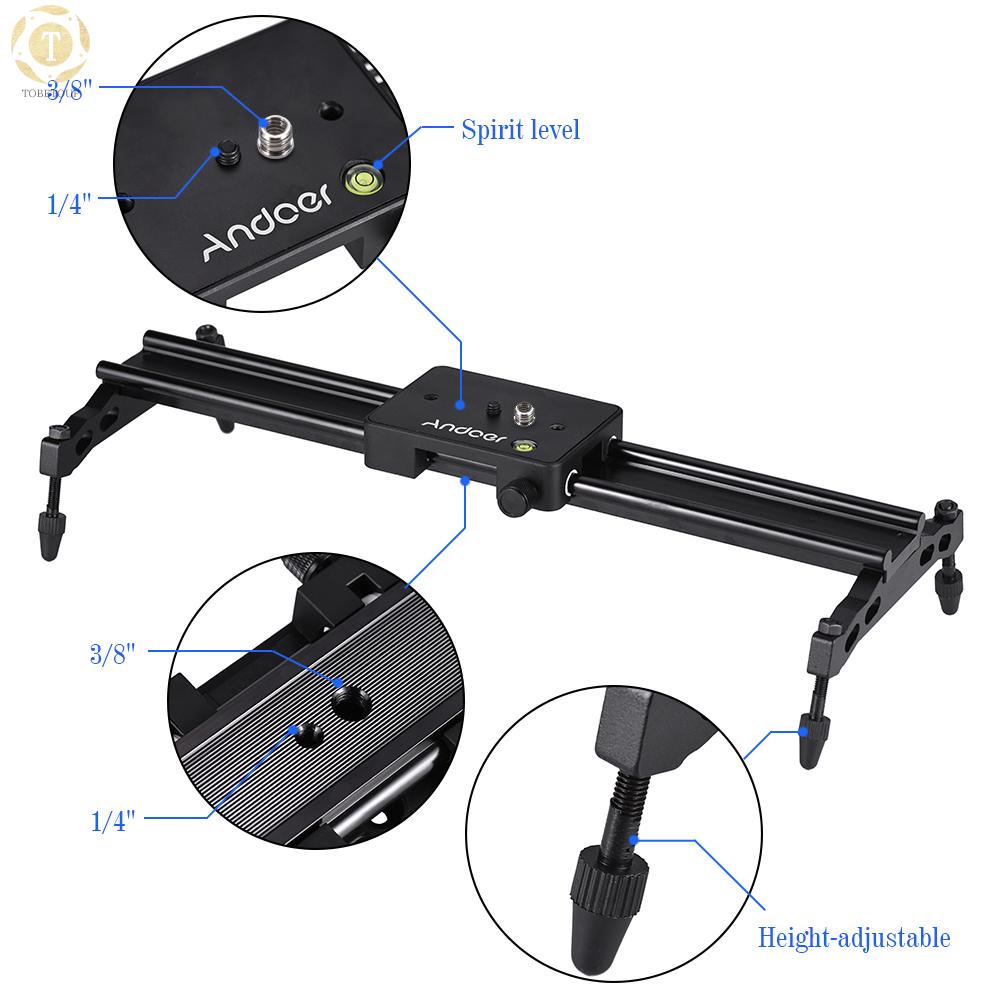Shipped within 12 hours】 Andoer 40cm/ 15.7in Portable Aluminum Alloy Camera Track Dolly Slider Stabilizer Rail System Max. Load 6kg/ 1.3lb for DSLR Camera DV Camcorder Video Film Making Track Slider [TO]