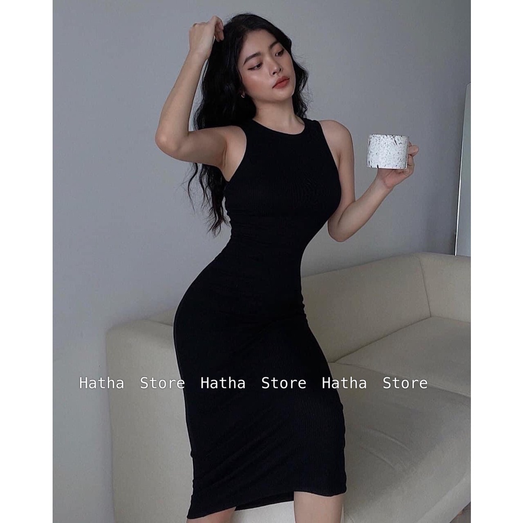 HOTTREND - ĐẦM BODY ĐEN NỮ THUN TĂM GÂN TÔN DÁNG CHE ĐẦU GỐI KÈM ẢNH THẬT | BigBuy360 - bigbuy360.vn