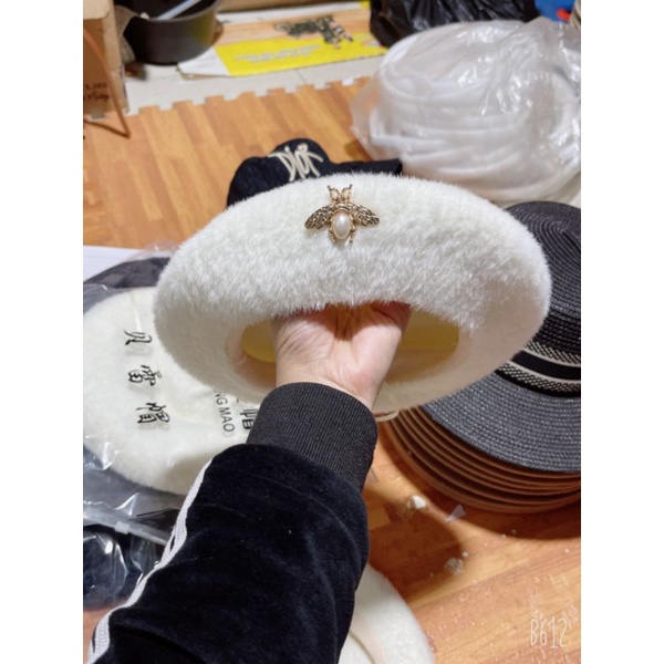 Mũ nồi lông thỏ hàng QC cao cấp gắn tag con ong cực đẹp