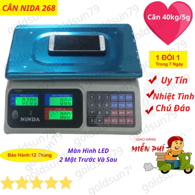 [ BH12T] Cân Điện Tử Tính Tiền  Bán Hàng Siêu Thị Hoa Quả  NINDA SN268 LOẠI 30Kg/5g-goldsun79