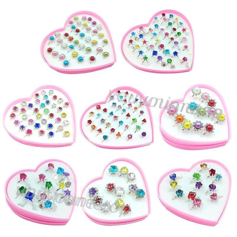 Set 12 / 36 Nhẫn Kim Loại Hình Trái Tim Có Thể Điều Chỉnh Kích Cỡ Cho Bé