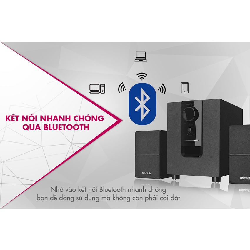 [Mã ELHACE giảm 4% đơn 300K] Loa Bluetooth Microlab 2.1 M106 BT Đen, loa máy tính giá rẻ chính hãng bảo hành 12 tháng