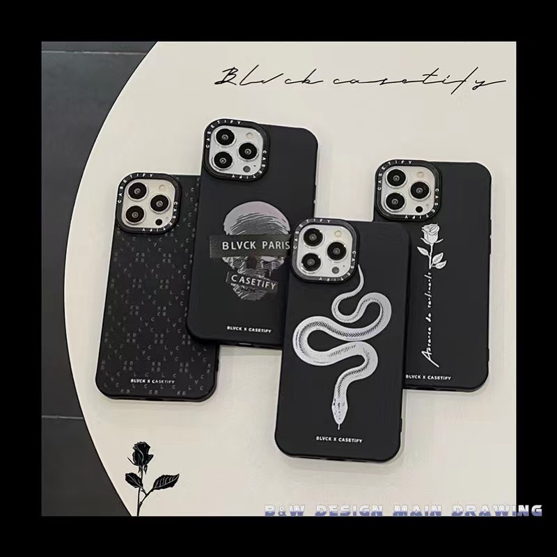 Sang Trọng Ốp Điện Thoại Silicon Mềm Chống Sốc In Hình Đầu Lâu / Hoa Hồng / Rắn Cho iphone 15 pro max 14 13 12 11 pro max