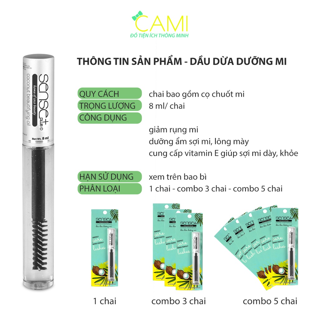 Dưỡng mi dầu dừa nguyên chất Sense Plus giảm gãy rụng và giúp mi cong hơn_Cami_SP_004