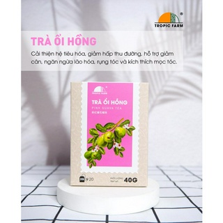 Trà ổi hồng tropic farm - 100% từ lá và trái ổi hồng sấy lạnh - hộp 40gram