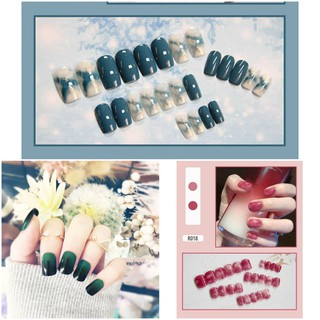 BỘ 24 MÓNG GIẢ TRANG TRÍ MÀU OMBRE (KÈM KEO DÁN)