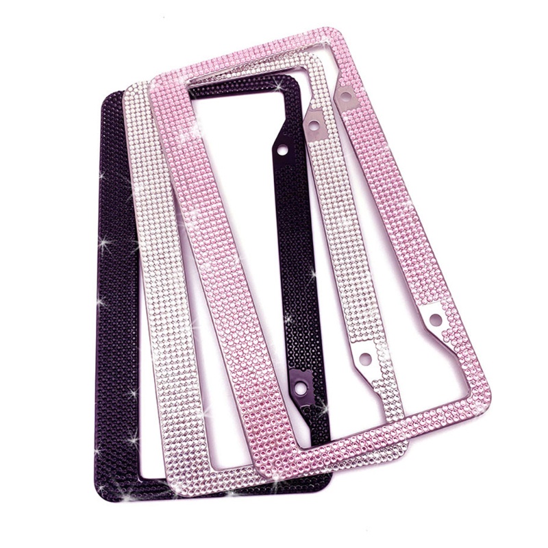 Khung Biển Số Xe 2 Lỗ Đính Đá Màu Hồng Sang Trọng