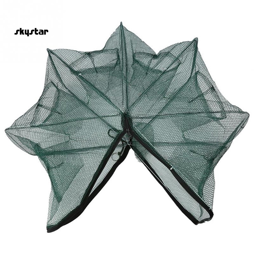 Lồng Lưới Bắt Tôm Cua Cá Tự Động 6 Lỗ Bằng Nylon Có Thể Gập Lại