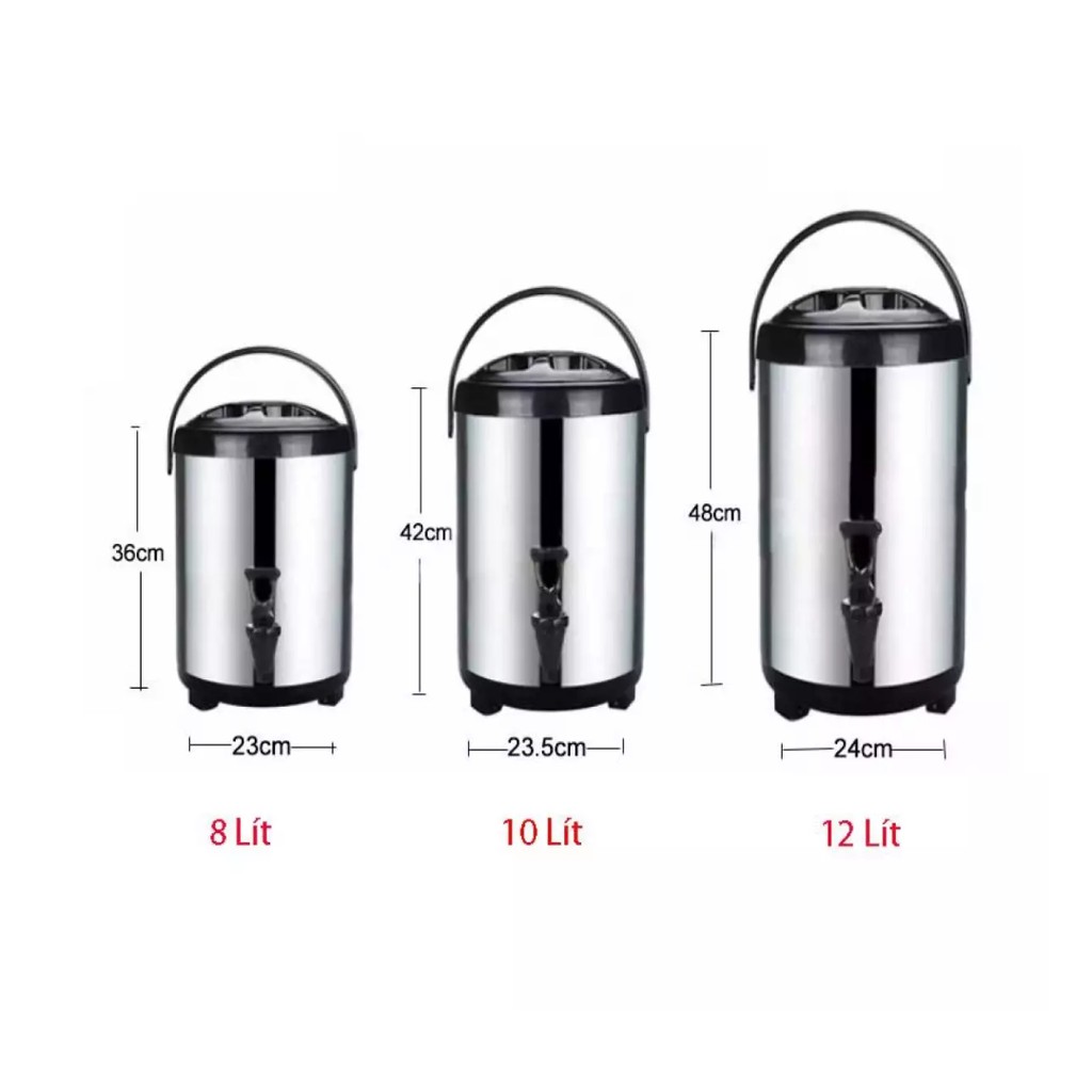 BÌNH Ủ TRÀ SỮA INOX DUNG TÍCH 12L