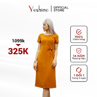 Đầm Thiết Kế YOSHINO Dáng Xuông Ôm Buộc Nơ 1 Bên Eo, Chất Liệu Mango Thoải Mái Lên Form Chuẩn 115220905