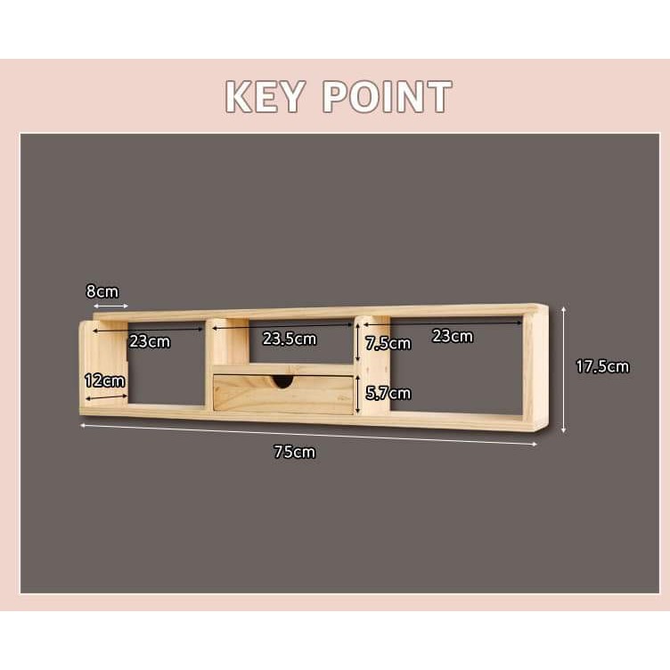 Kệ Treo Tường FREESHIP Kệ Sách Gỗ Trang Trí Treo Tường Gỗ Thông Size L: 75 x 12 x 17.5 cm ( DxRxC)