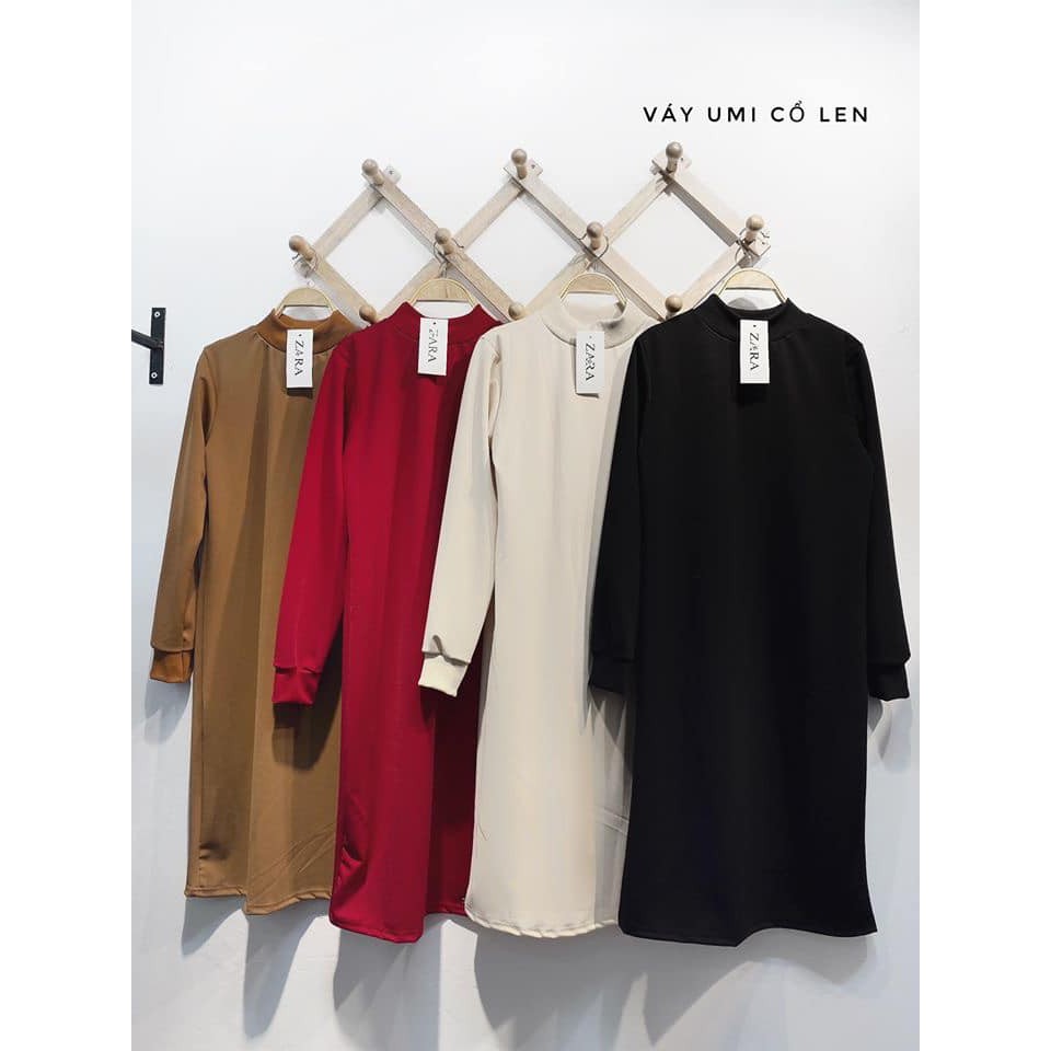 Đầm Dáng Suông Nữ [FREESHIP] 🌸 Đầm umi cổ len tay bo SIÊU ĐẸP 🌸 | BigBuy360 - bigbuy360.vn