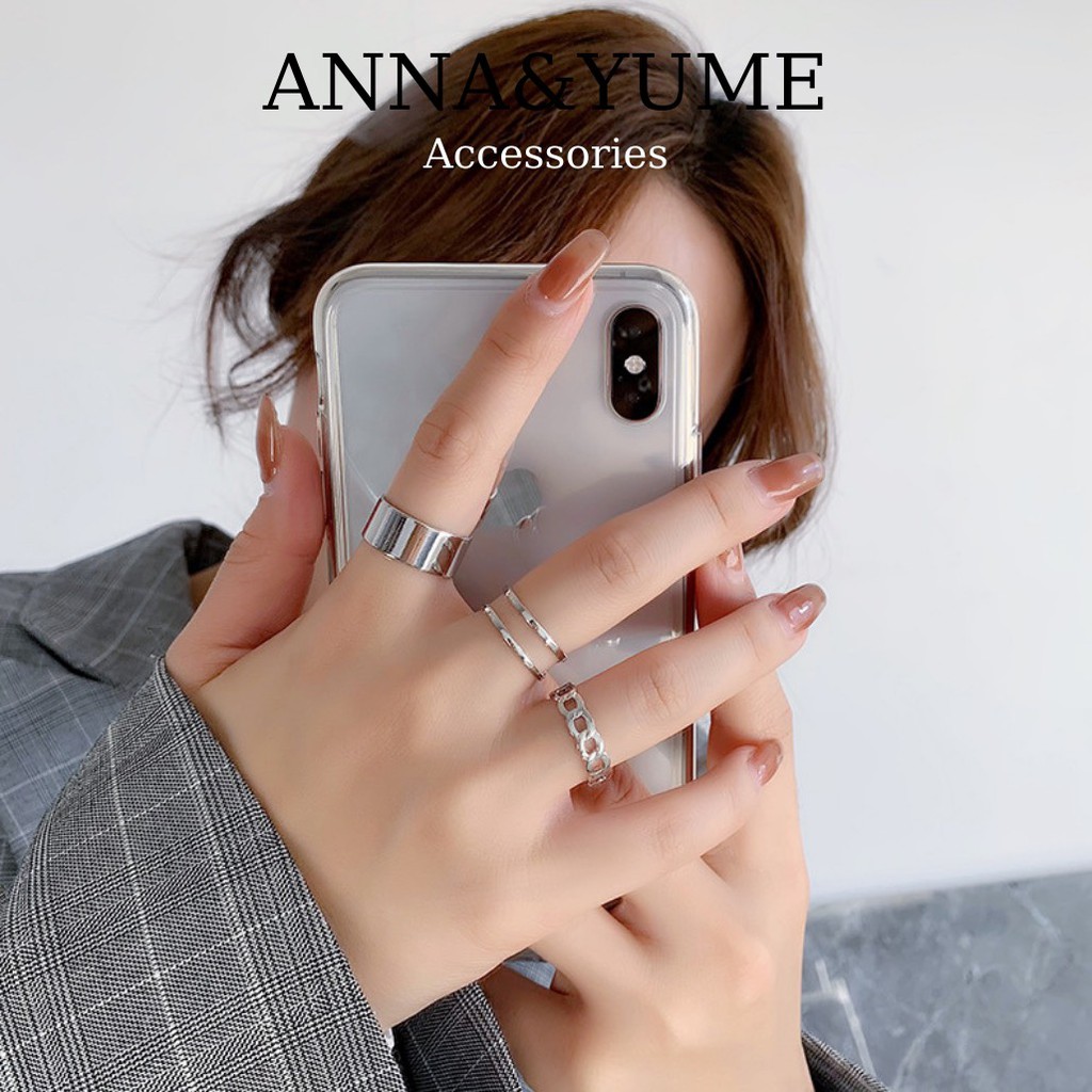 Phụ kiện nhẫn set nhẫn nữ 3 món phong cách thời trang Hàn Quốc