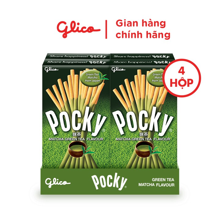 Combo Bánh que Pocky vị trà xanh Matcha 35G x 4 Hộp