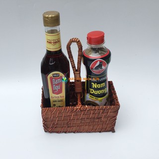 Lẵng tre xiên mây, khay đựng mắm muối, vintage, phong cách hoài cổ, màu hun khói(hàng xuất dư)