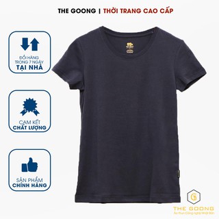 Áo Phông Trơn Nữ TheGoong Cổ Tròn, Áo Thun Nữ Basic Cotton Cao Cáp Hàng Hiệu Thoáng Mát Kháng Khuẩn Tay Ngắn Than Chì