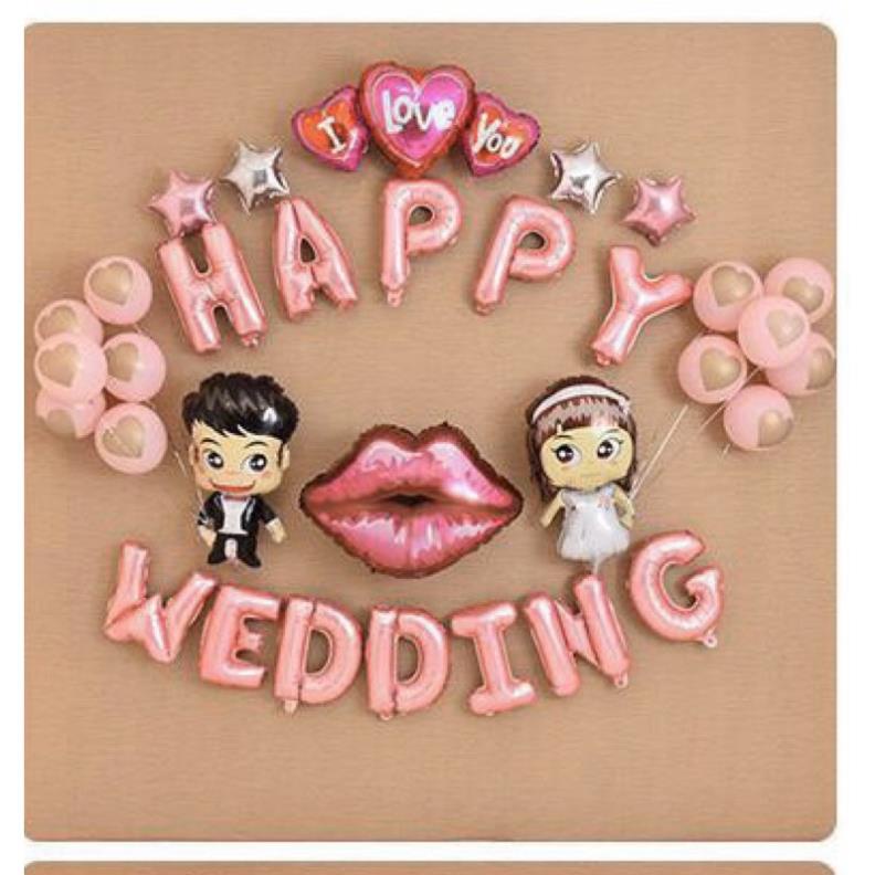 Bóng Chữ Happy Wedding Trang Trí Phòng Cưới Chính Hãng Dày Loại 1 - K66