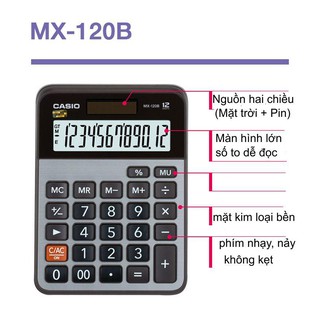 Máy Tính Để Bàn Casio MX-120B (12 Số) Chính Hãng - Thiết Kế Phím Lớn, Bền Bỉ Cho Chủ Shop, Kế Toán