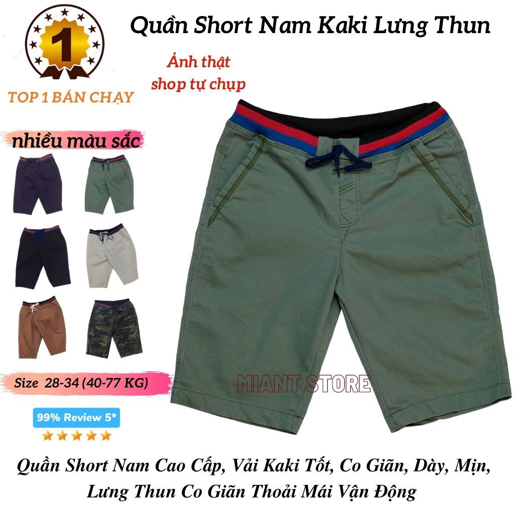 Quần Short Nam Kaki Lưng Thun ❤️FREESHIP❤️ Quần Short Kaki Nam Chất co Giãn