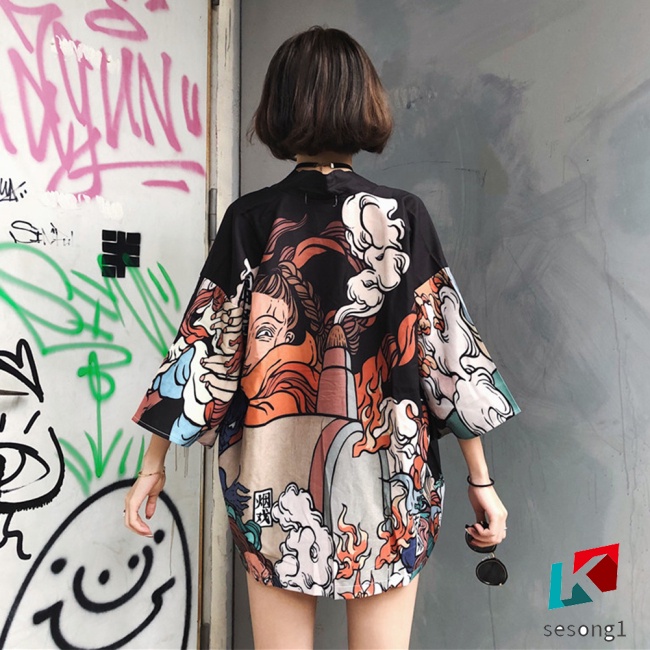 Se Áo Sơ Mi Kiểu Kimono Tay Rộng Phong Cách Vintage Trung Hoa Thời Trang Cho Nam Và Nữ