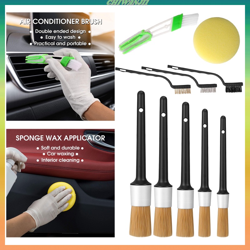 Set 10 cọ bàn chải vệ sinh nội thất xe hơi