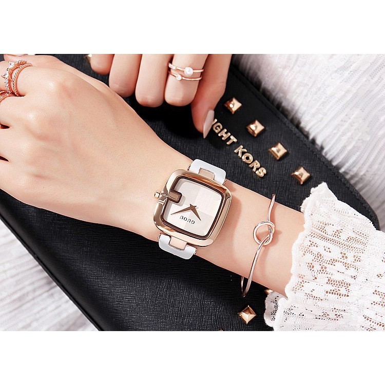 Đồng hồ nữ Guou mặt vuông đẹp giá rẻ, dây da cao cấp, thời trang hiện đại Hàn Quốc [Tặng bông tai] | BigBuy360 - bigbuy360.vn