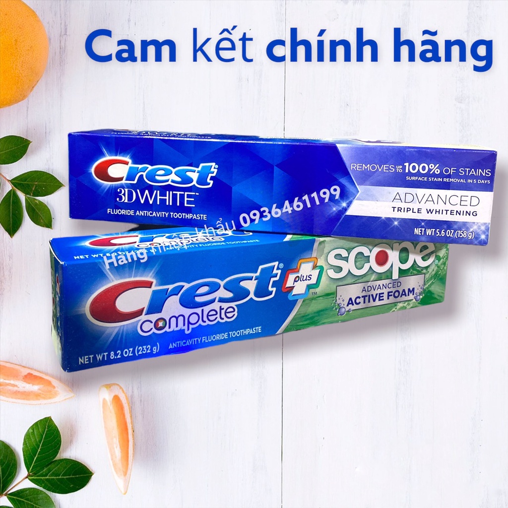 Kem Đánh Răng trắng răng [Mỹ] Crest 3D White Advanced Triple Whitening 158g [Chính hãng]