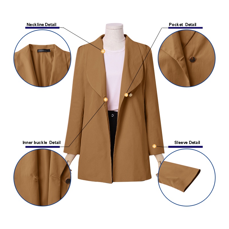 Áo khoác Blazer ZANZEA cổ lật dài tay phối nút phong cách công sở thời trang dành cho nữ