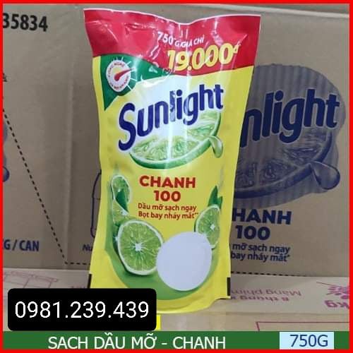 FREESHIP__Nước rửa chén Sunlight 750gr Chanh/Trắng thiên nhiên/matcha (Túi)