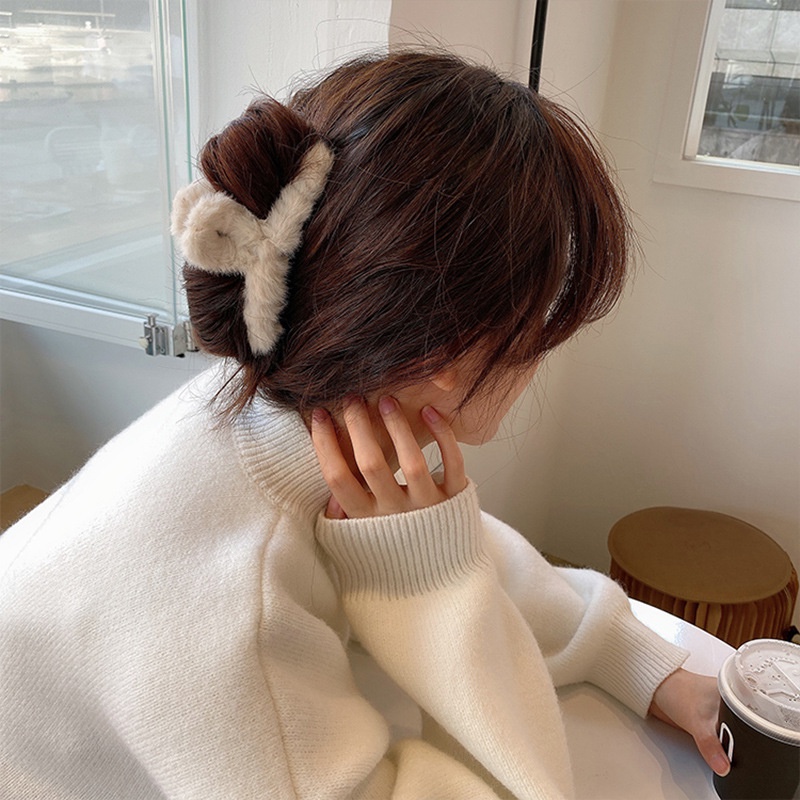 Kẹp tóc càng cua vải lông nhung màu sắc ngọt ngào phong cách Hàn Quốc xinh xắn cho nữ