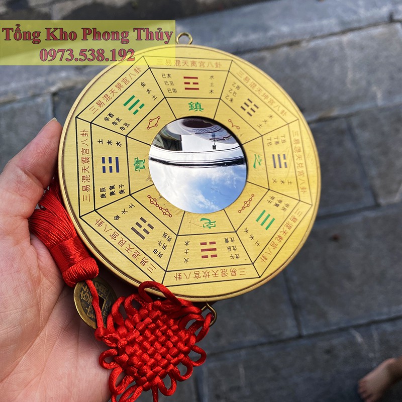 Gương Bát Quái Hậu Thiên Tròn Lõm Đồng Nguyên Chất