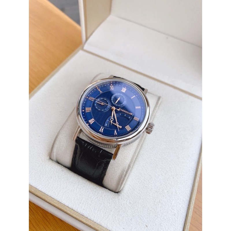 Đồng hồ nam  Thomas Earnshaw Men's ES Beaufort Blue Dial Leather Watch dây da đen chính hãng