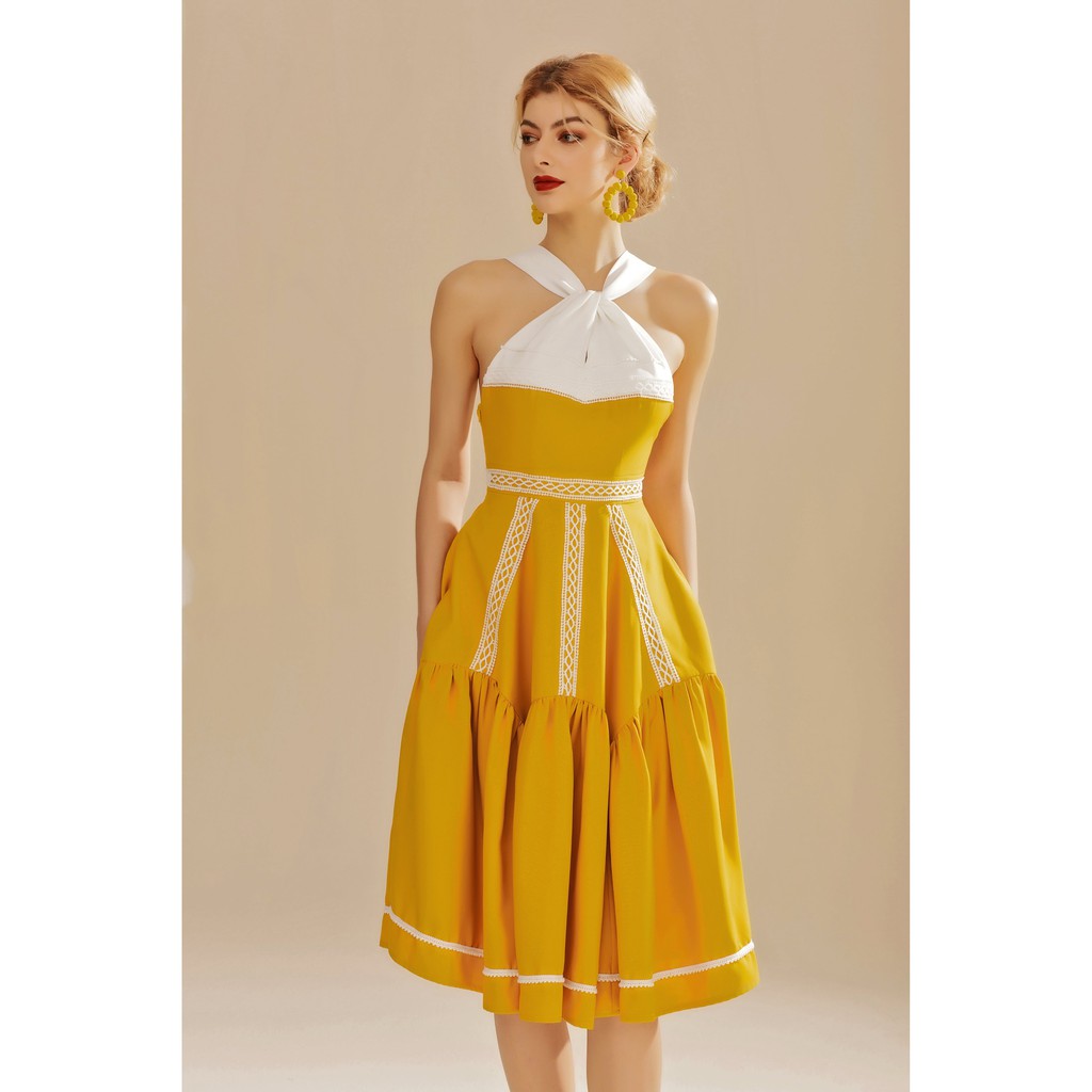 SÒ VINTAGE - MORELA Đầm yếm phối ren