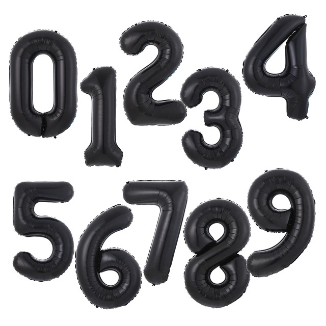 Bong Bóng Màu Đen Hình Số 0-9 32 Inch Trang Trí Tiệc Sinh Nhật