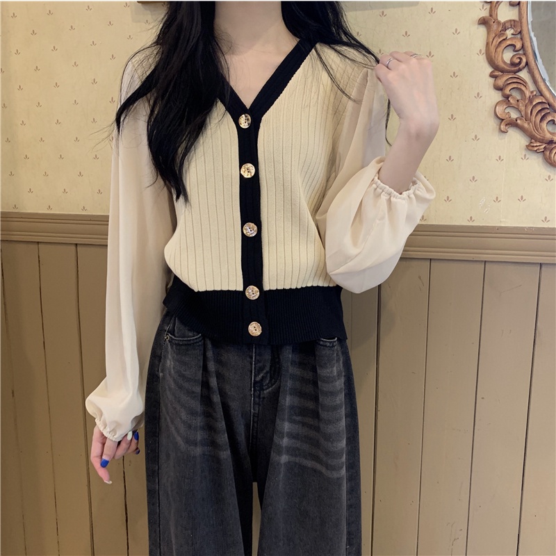 Áo khoác cardigan dệt kim cổ chữ V tay dài dáng rộng thời trang cho nữ