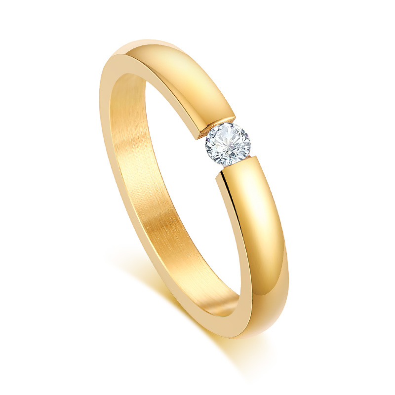 Nhẫn đính hôn VNOX bằng thép không gỉ đính đá zircon thời trang