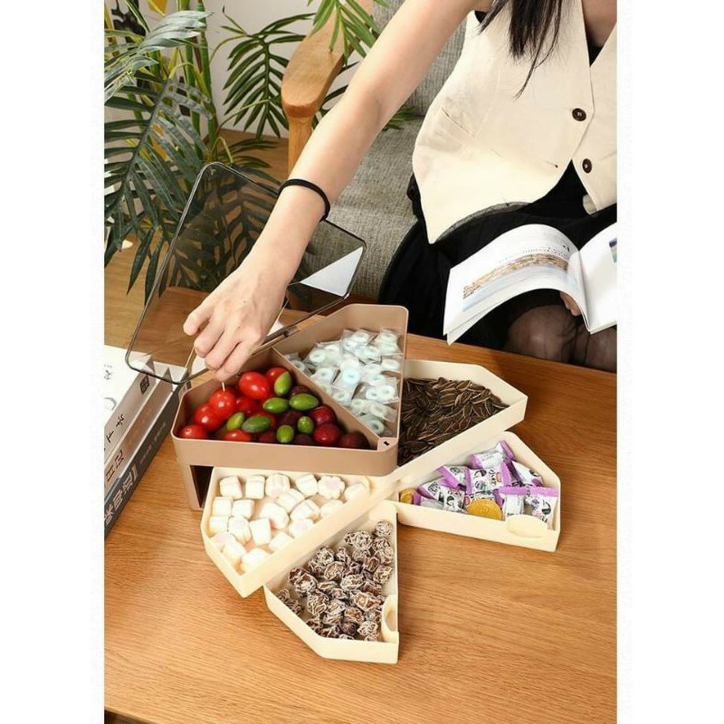 Khay Mứt Kim Cương 3 Tầng Cánh Xòe Thông Minh Hình Tam Giác