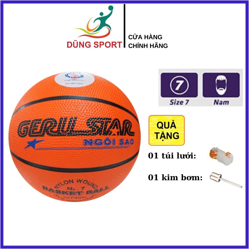 Quả banh bóng rổ GERU STAR số 5,số 6,số 7 chất liệu cao su, banh bóng rổ  Gerustar Basket ball thi đấu chính hãng