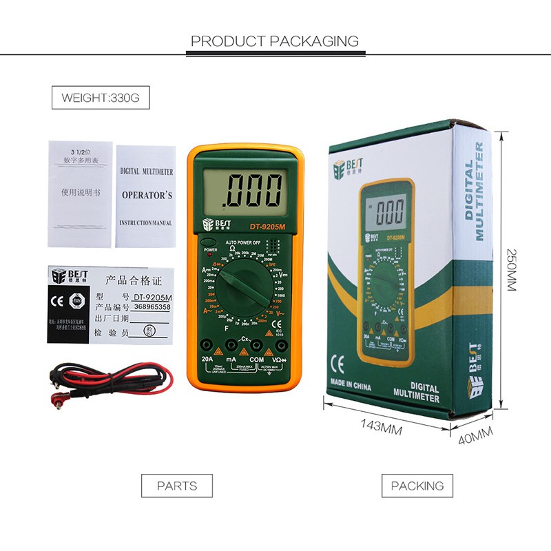 ĐỒNG HỒ VẠN NĂNG BEST DT9205M KÈM PIN