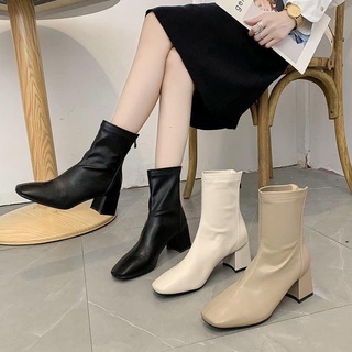 Bốt nữ da/boot da cổ thấp đế 5cm
