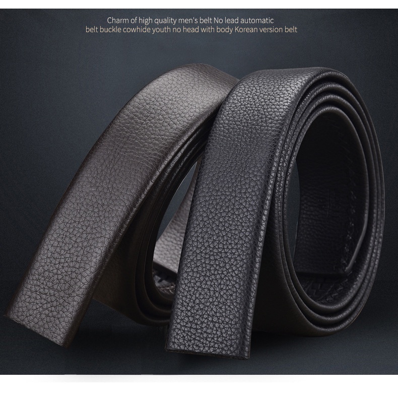 Mới Thắt Lưng Da Bò 3.5cm Không Khóa Chất Lượng Cao Cho Nam