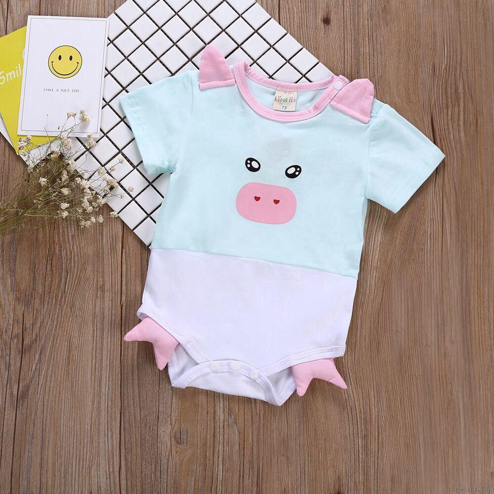 Áo liền quần ngắn tay họa tiết dễ thương cho bé