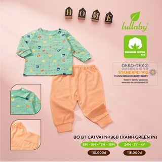 Bộ cài vai bé trai Lullaby, bộ cotton dài tay mỏng Lullaby