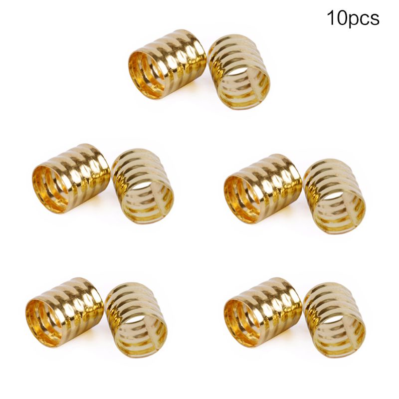 Set 10 Lò Xo Nối Tóc Dreadlock Màu Vàng / Bạc Thời Trang Có Thể Điều Chỉnh
