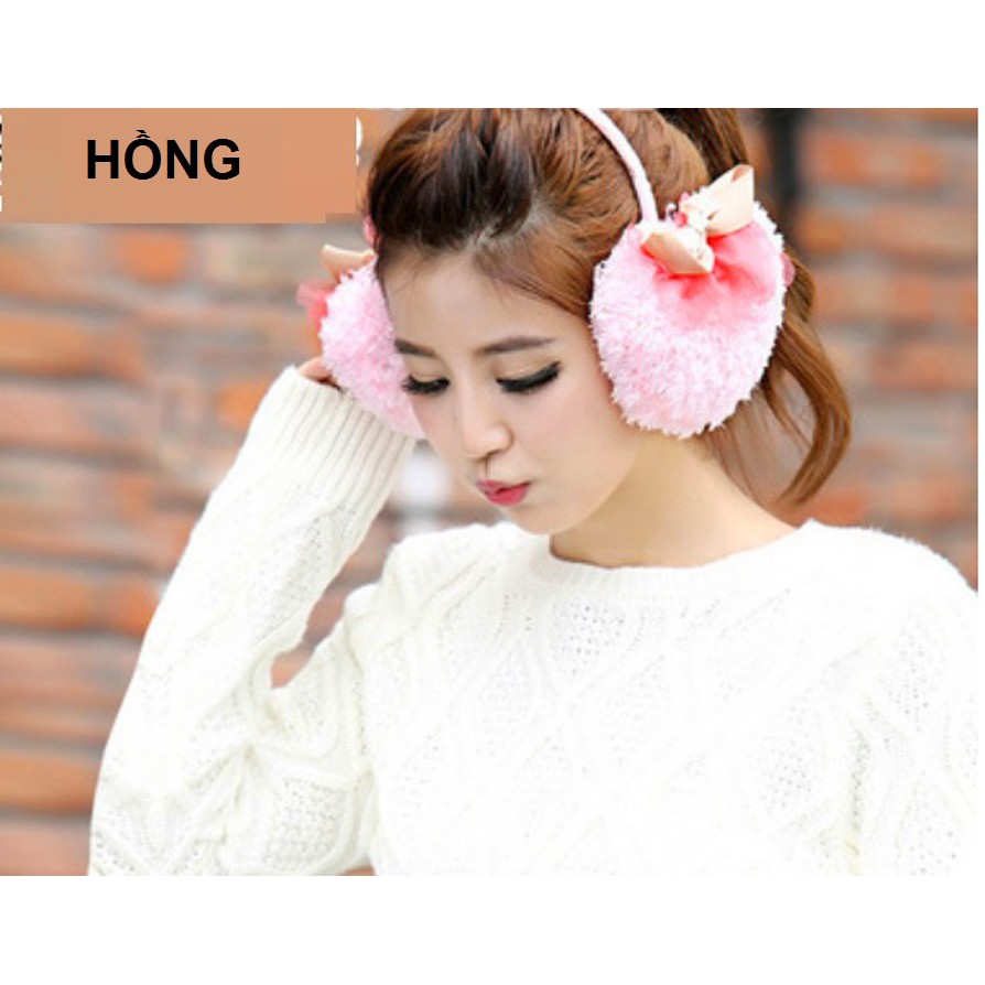 [CHẤT LƯỢNG] Bông chụp tai nơ A035 mềm, chắn gió tốt, giữ ấm