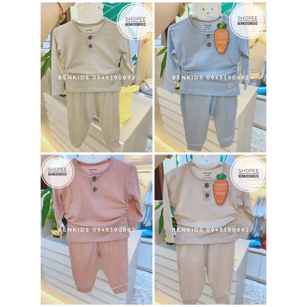 Bộ cài vai dài tay UalaRogo vải petit/cotton mềm mát cho bé từ 6 tháng đến 3 tuổi