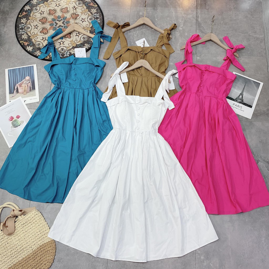 Váy 2 Dây Buộc, đệm ngực 4 màu siêu chảnh ( kèm ảnh thật ) | BigBuy360 - bigbuy360.vn